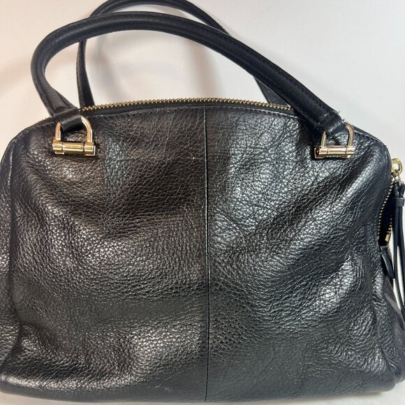 Coach Black Leather Double-Zip Satchel Cross Body Bag two Handles 2014 Madison - Picture 2 of 12